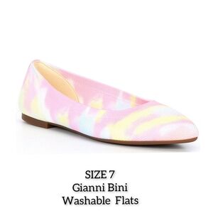 Gianni Bini Tie Dye Washable Flats Size 7 Rainbow Pastel Rounded Toe Stretch 7